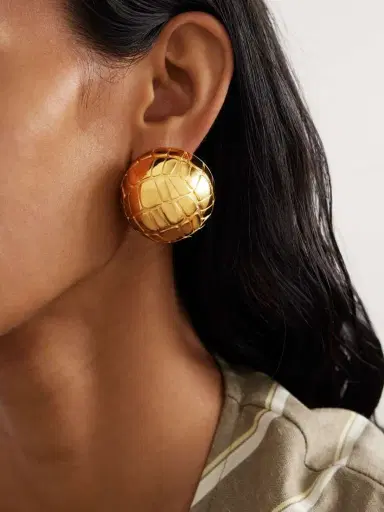 Jacquemus Salon Textured Gold-tone Earrings | Thumbnail 2