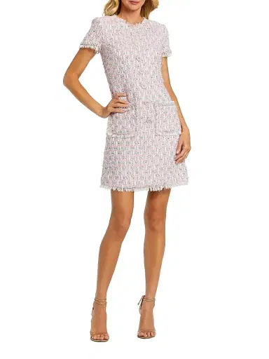 Mac Duggal Women's Floral Beaded Tweed Dress - Black Multi | Thumbnail 6