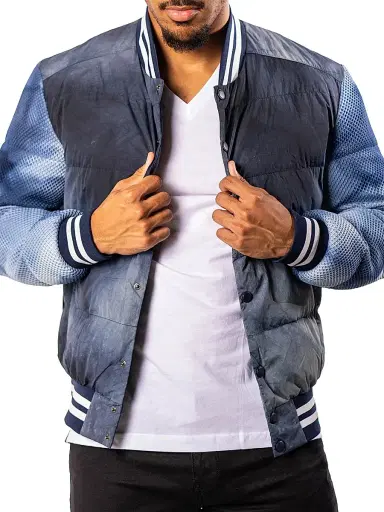Maceoo Men's Bomber Jacket - Blue | Thumbnail 7 Maceoo Men's Bomber Jacket - Blue | Thumbnail 7
