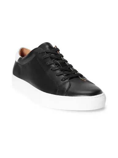 Polo Ralph Lauren Men's Jermain II Leather Low-Top Sneakers - Black | Thumbnail 2 Polo Ralph Lauren Men's Jermain II Leather Low-Top Sneakers - Black | Thumbnail 2