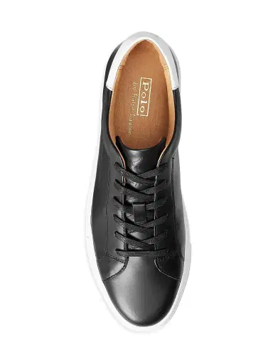 Polo Ralph Lauren Men's Jermain II Leather Low-Top Sneakers - Black | Thumbnail 4 Polo Ralph Lauren Men's Jermain II Leather Low-Top Sneakers - Black | Thumbnail 4