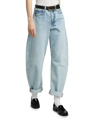 FRAME Women's Bubble Mid-Rise Barrel Jeans - Outlaw | Thumbnail 3