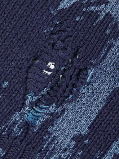 R13 Men's Distressed Cotton Oversized Sweater - Blue Splatter | Thumbnail 6 R13 Men's Distressed Cotton Oversized Sweater - Blue Splatter | Thumbnail 6