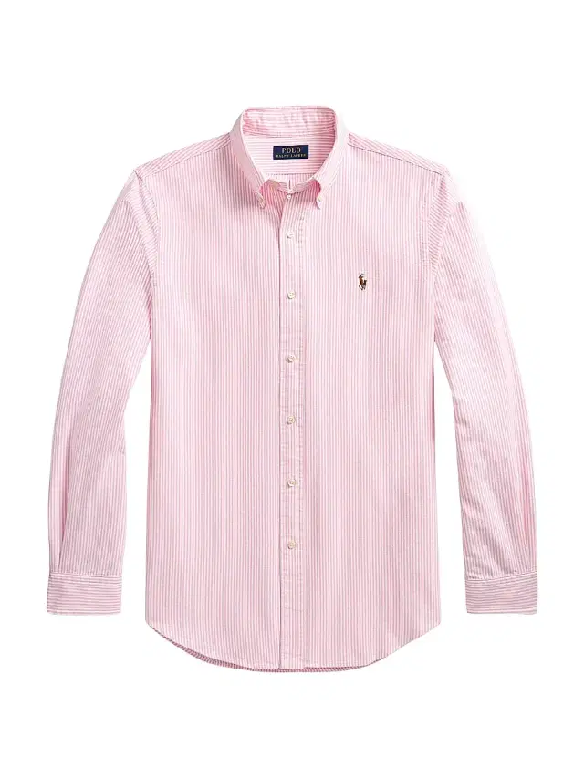 Men's Logo-Embroidered Striped Cotton Oxford Shirt - New Rose White