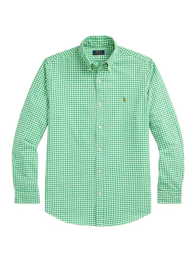 Polo Ralph Lauren Men's Logo-Embroidered Gingham Cotton Oxford Shirt - Summer Emerald White