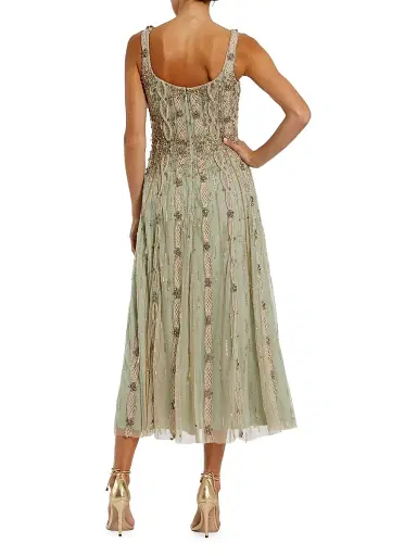 Mac Duggal Women's Embellished Mesh Cocktail Dress - Beige Sage - Size 18 | Thumbnail 2 Mac Duggal Women's Embellished Mesh Cocktail Dress - Beige Sage - Size 18 | Thumbnail 2