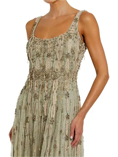 Mac Duggal Women's Embellished Mesh Cocktail Dress - Beige Sage - Size 18 | Thumbnail 3 Mac Duggal Women's Embellished Mesh Cocktail Dress - Beige Sage - Size 18 | Thumbnail 3