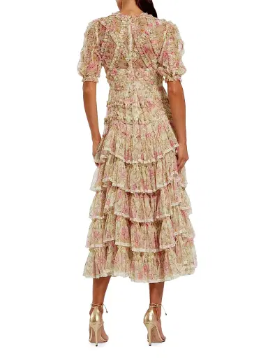 Mac Duggal Women's Floral Ruffle HIgh-Neck Cocktail Dress - Ivory Multi - Size 14 | Thumbnail 2