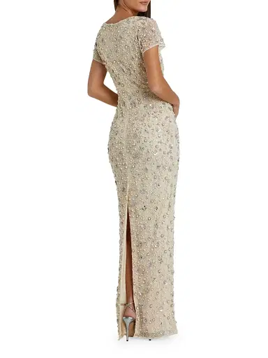 Mac Duggal Women's Evening Floral Embellished Mesh Fitted Blouson Gown - Oyster - Size 16 | Thumbnail 2 Mac Duggal Women's Evening Floral Embellished Mesh Fitted Blouson Gown - Oyster - Size 16 | Thumbnail 2