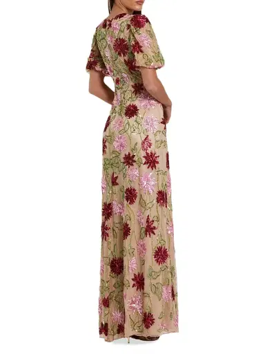 Mac Duggal Women's Evening Floral Beaded Gown - Beige Multi - Size 16 | Thumbnail 2
