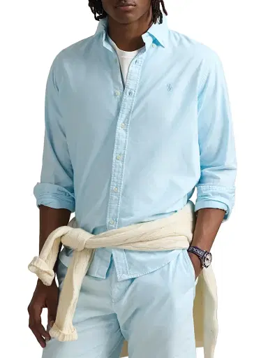 Polo Ralph Lauren Men's Classic-Fit Mineral-Dyed Oxford Shirt - Sky | Thumbnail 3