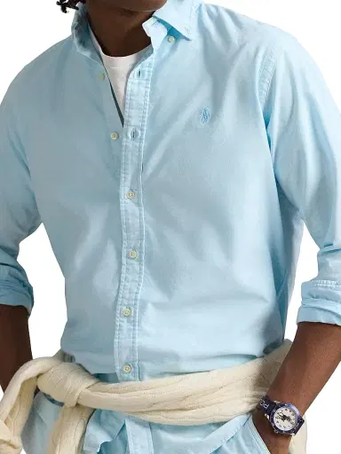 Polo Ralph Lauren Men's Classic-Fit Mineral-Dyed Oxford Shirt - Sky | Thumbnail 5