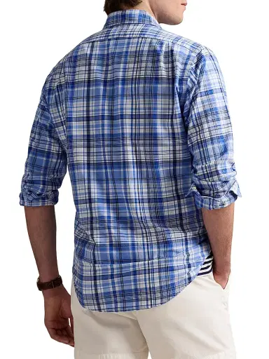 Polo Ralph Lauren Men's Classic-Fit Plaid Oxford Shirt - Blue Multi | Thumbnail 4 Polo Ralph Lauren Men's Classic-Fit Plaid Oxford Shirt - Blue Multi | Thumbnail 4