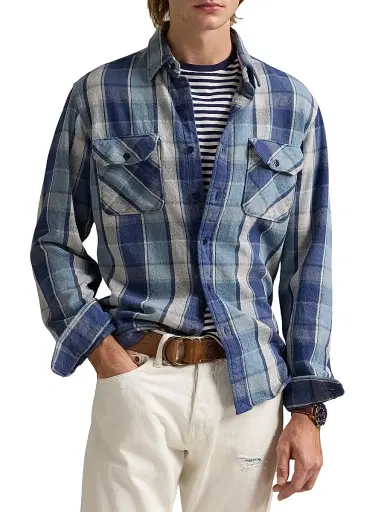 Polo Ralph Lauren Men's Classic-Fit Plaid Flannel Workshirt - Blue Multi - Size XXL | Thumbnail 3 Polo Ralph Lauren Men's Classic-Fit Plaid Flannel Workshirt - Blue Multi - Size XXL | Thumbnail 3