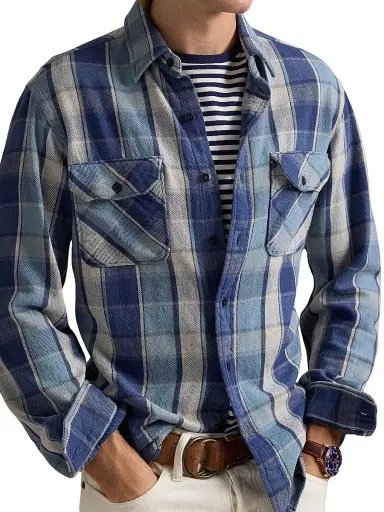 Polo Ralph Lauren Men's Classic-Fit Plaid Flannel Workshirt - Blue Multi - Size XXL | Thumbnail 5 Polo Ralph Lauren Men's Classic-Fit Plaid Flannel Workshirt - Blue Multi - Size XXL | Thumbnail 5
