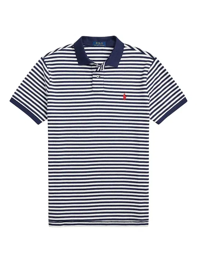 Polo Ralph Lauren Men's Custom-Slim-Fit Striped Mesh Polo Shirt - Deckwash White Navy