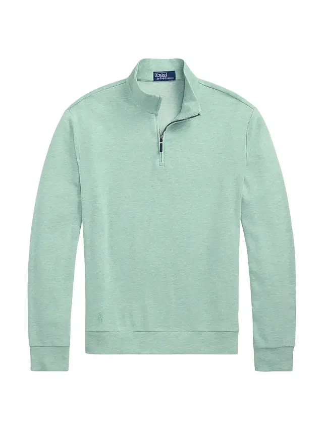 Polo Ralph Lauren Men's Double-Knit Jacquard Quarter-Zip Sweater - Celadon Heather Nevis