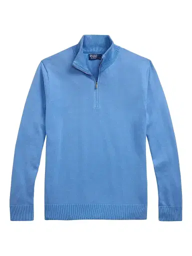 Polo Ralph Lauren Men's Cotton Quarter-Zip Sweater - Bristol Blue | Thumbnail 1