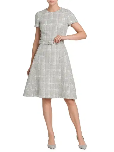 Kiton Women's Tweed Short-Sleeve A-Line Midi-Dress - Sky Blue - Size 6 | Thumbnail 2