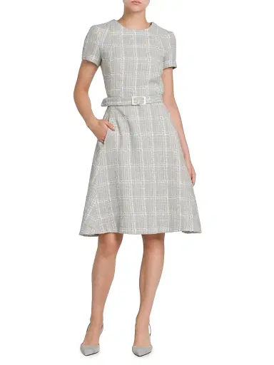 Kiton Women's Tweed Short-Sleeve A-Line Midi-Dress - Sky Blue - Size 6 | Thumbnail 3