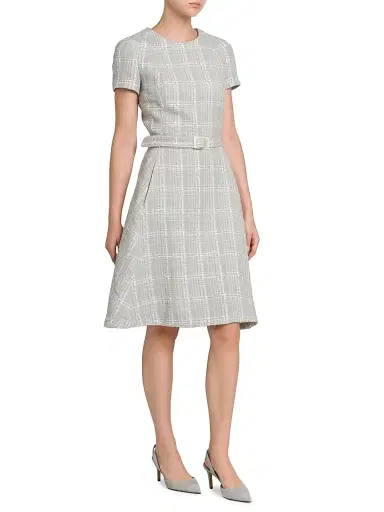 Kiton Women's Tweed Short-Sleeve A-Line Midi-Dress - Sky Blue - Size 6 | Thumbnail 4
