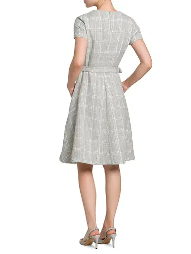 Kiton Women's Tweed Short-Sleeve A-Line Midi-Dress - Sky Blue - Size 6 | Thumbnail 5