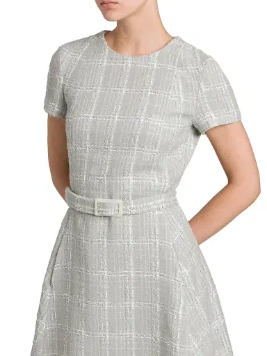 Kiton Women's Tweed Short-Sleeve A-Line Midi-Dress - Sky Blue - Size 6 | Thumbnail 6