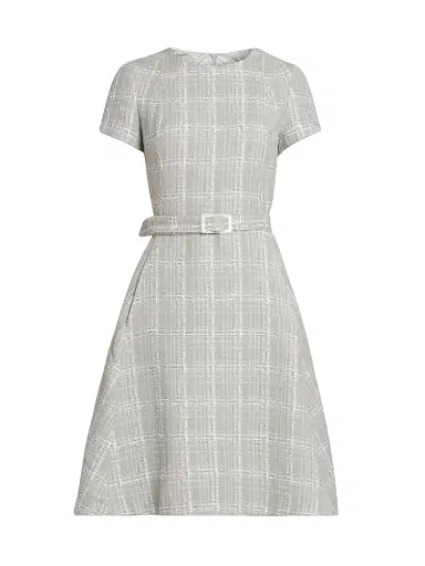 Kiton Women's Tweed Short-Sleeve A-Line Midi-Dress - Sky Blue - Size 6 | Thumbnail 1