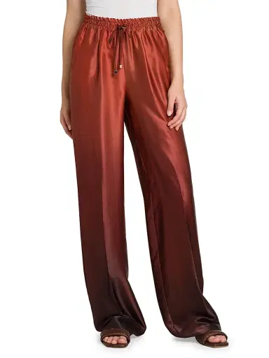 Kiton Women's Ombré Silk Drawstring Pants - Cherry Bordeuax - Size 10 | Thumbnail 3