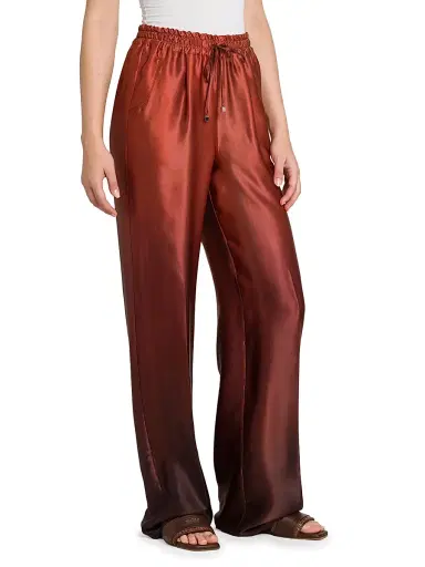 Kiton Women's Ombré Silk Drawstring Pants - Cherry Bordeuax - Size 10 | Thumbnail 4