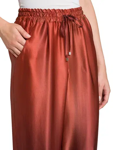 Kiton Women's Ombré Silk Drawstring Pants - Cherry Bordeuax - Size 10 | Thumbnail 6
