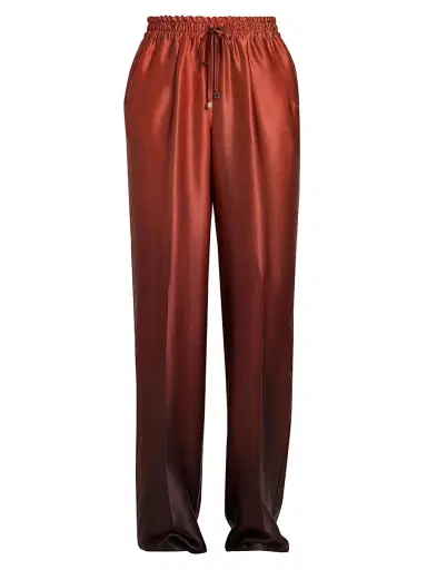 Kiton Women's Ombré Silk Drawstring Pants - Cherry Bordeuax - Size 10 | Thumbnail 1