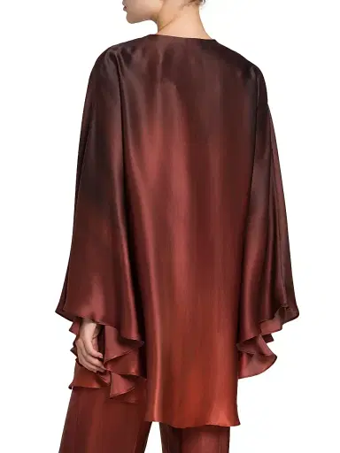 Kiton Women's Ombré Silk Oversized Caftan - Cherry Bordeuax - Size 8 | Thumbnail 5