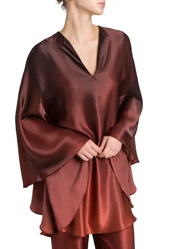 Kiton Women's Ombré Silk Oversized Caftan - Cherry Bordeuax - Size 8 | Thumbnail 6