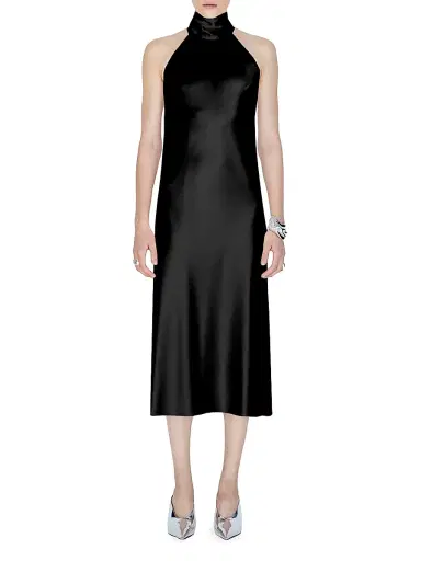 GALVAN LONDON Women's Sienna Satin Halter Midi-Dress - Black - Size 8 | Thumbnail 1 GALVAN LONDON Women's Sienna Satin Halter Midi-Dress - Black - Size 8 | Thumbnail 1