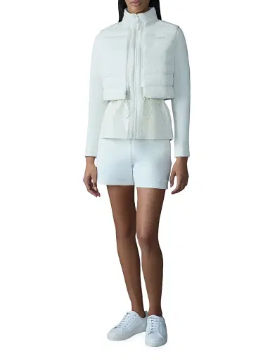 Mackage Women's Priscilla Mixed-Media Jacket - Cream - Size Large | Thumbnail 2 Mackage Women's Priscilla Mixed-Media Jacket - Cream - Size Large | Thumbnail 2