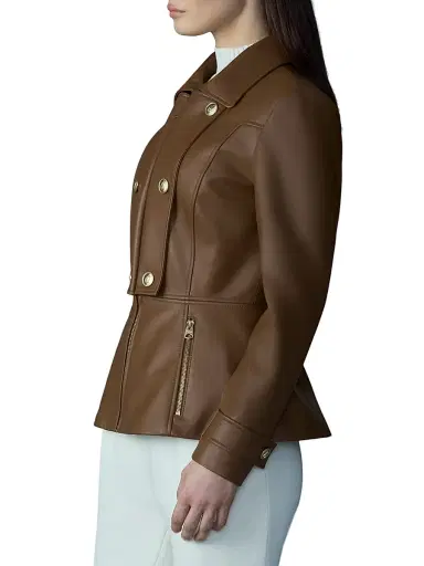 Mackage Women's Barbara Leather Jacket - Earth Brown - Size Medium | Thumbnail 4 Mackage Women's Barbara Leather Jacket - Earth Brown - Size Medium | Thumbnail 4