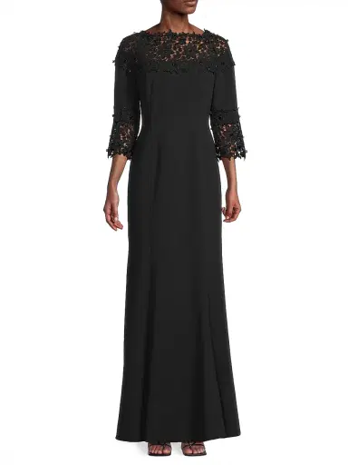 Shani Women's Embellished Crepe-Lace Boatneck Gown - Black - Size 10 | Thumbnail 2 Shani Women's Embellished Crepe-Lace Boatneck Gown - Black - Size 10 | Thumbnail 2