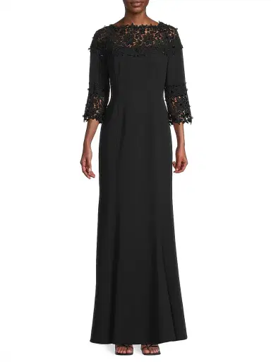 Shani Women's Embellished Crepe-Lace Boatneck Gown - Black - Size 10 | Thumbnail 3 Shani Women's Embellished Crepe-Lace Boatneck Gown - Black - Size 10 | Thumbnail 3