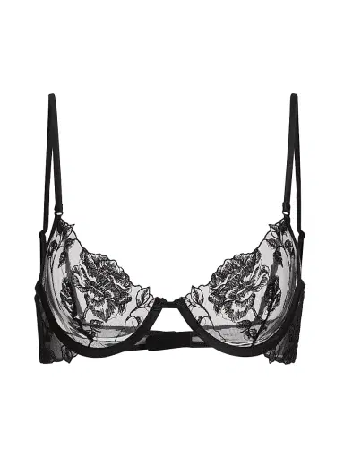 Kiki de Montparnasse Women's Dominique Lace Demi Bra - Black | Thumbnail 1 Kiki de Montparnasse Women's Dominique Lace Demi Bra - Black | Thumbnail 1
