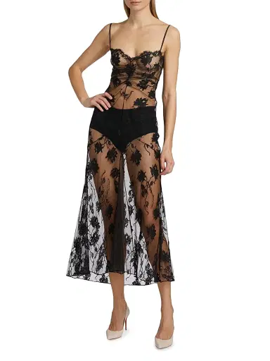 Kiki de Montparnasse Women's Dominique Sheer Lace Midi-Dress - Black - Size 8 | Thumbnail 3 Kiki de Montparnasse Women's Dominique Sheer Lace Midi-Dress - Black - Size 8 | Thumbnail 3