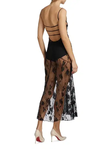 Kiki de Montparnasse Women's Dominique Sheer Lace Midi-Dress - Black - Size 8 | Thumbnail 4 Kiki de Montparnasse Women's Dominique Sheer Lace Midi-Dress - Black - Size 8 | Thumbnail 4