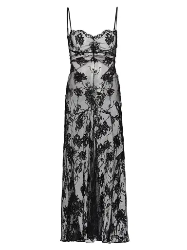 Kiki de Montparnasse Women's Dominique Sheer Lace Midi-Dress - Black - Size 8 | Thumbnail 1 Kiki de Montparnasse Women's Dominique Sheer Lace Midi-Dress - Black - Size 8 | Thumbnail 1