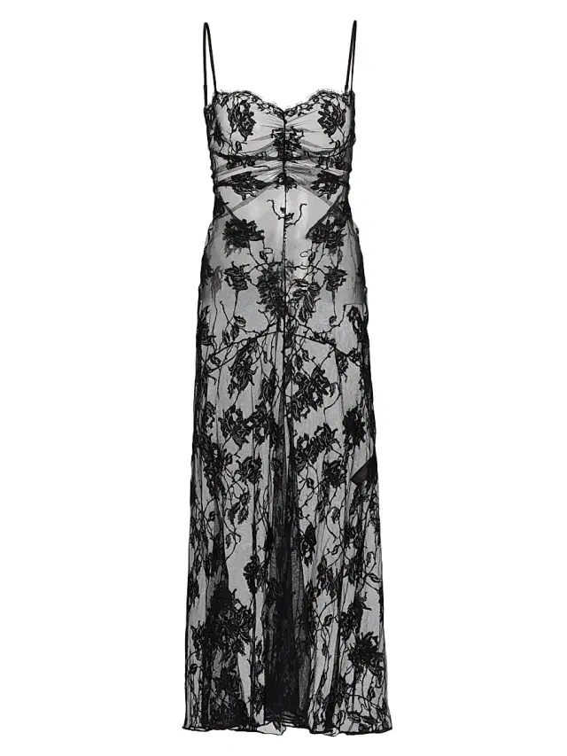Kiki de Montparnasse Women's Dominique Sheer Lace Midi-Dress - Black