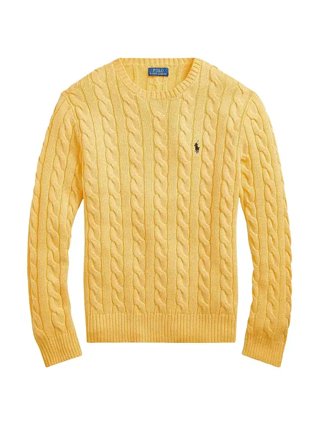 Men's Cable-Knit Cotton Sweater - Fall Yellow
