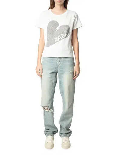 Zadig & Voltaire Women's Alys Cotton Jersey Heart Strass T-Shirt - Judo | Thumbnail 2