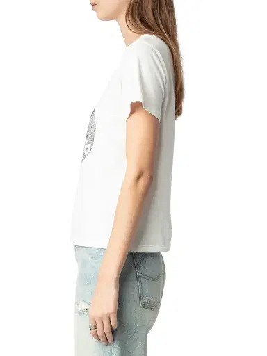 Zadig & Voltaire Women's Alys Cotton Jersey Heart Strass T-Shirt - Judo | Thumbnail 4