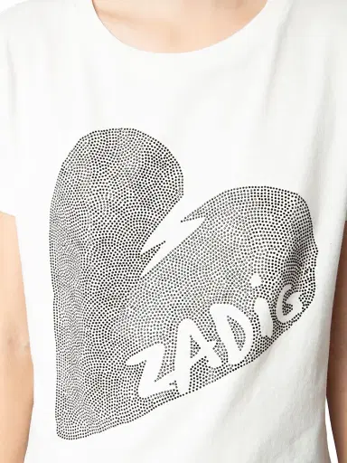 Zadig & Voltaire Women's Alys Cotton Jersey Heart Strass T-Shirt - Judo | Thumbnail 6