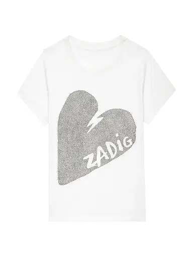 Zadig & Voltaire Women's Alys Cotton Jersey Heart Strass T-Shirt - Judo | Thumbnail 1
