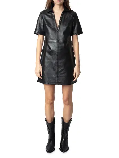 Zadig & Voltaire Women's Ralmy Grommet Embellished Leather Minidress | Thumbnail 2 Zadig & Voltaire Women's Ralmy Grommet Embellished Leather Minidress | Thumbnail 2